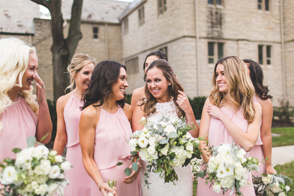 bridal party laughing wedding lifestyle