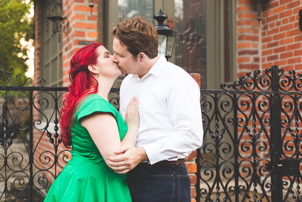 becky and matt’s engagement session in german village columbus ohio
