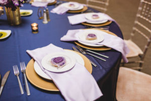navy and lavender tablescape for new albany wedding