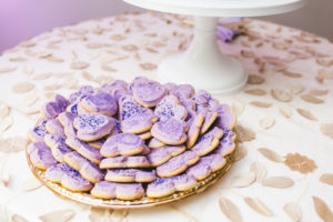 adorable purple cookies for wedding day in ohio