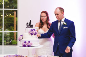 cake cutting at new albany wedding